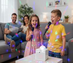 N-GEAR Disco Block 410 - Bluetooth Speaker - Karaoke Set - Party Box met 2 Microfoons - Wit — thumbnail 4