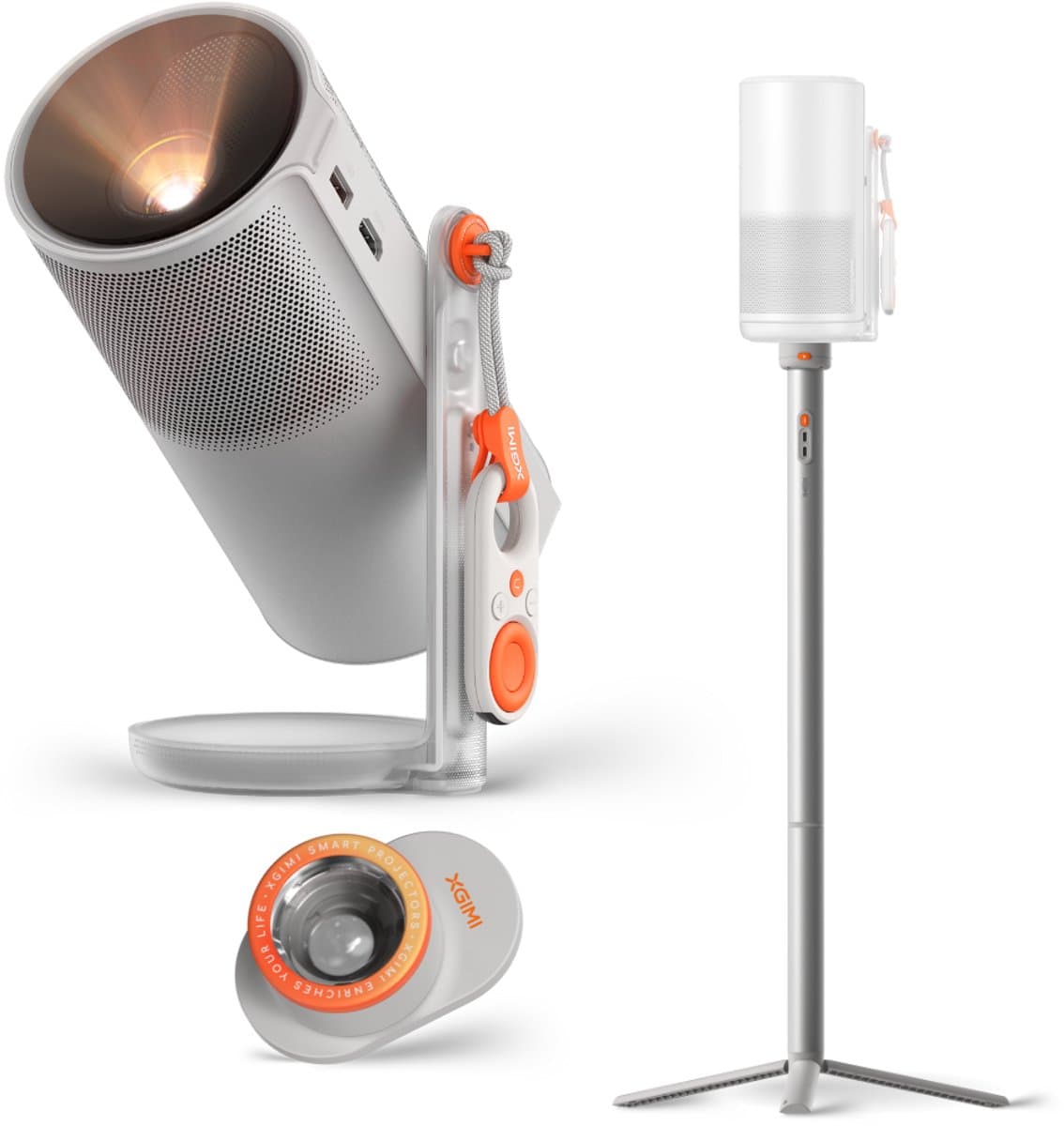 XGIMI MoGo 4 met Creatieve Sunset Filter en PowerBase Stand – Draagbare Smart-projector – Beamer – 360° Rotatie – Ingebouwde Batterij – Google TV/Netflix-licentie – Harman/Kardon 2x 6W luidsprekers – Dolby Audio – Bluetooth Speaker Modus — afbeelding 1