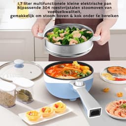 VIN® Hotpot Electrisch Chinees – Kaasfondue Pan Elektrische Multipan – Multifunctioneel 1.7L - Chinese Fondue 200/600Watt – Saute Pan – Friteuse – Hete Pan- Stomer – Langzame Kookplaat – Gemakkelijk Schoon te Maken - Blauw — thumbnail 7
