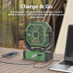 Draagbare Ventilator 24000 mAh - Batterij Werkt met Afstandsbediening en LED, 4 Snelheden, Perfect voor Kantoor, Camping en Outdoor Activiteiten — thumbnail 2
