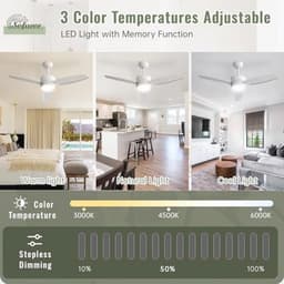 Plafondventilator met verlichting en afstandsbediening - 117 cm, DC, timer, 6 snelheden, stille ventilator voor slaapkamer en woonkamer — thumbnail 1