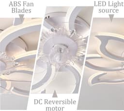 Moderne grote plafondventilator met dimbare verlichting en afstandsbediening — thumbnail 5