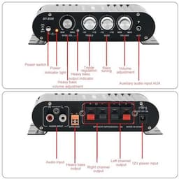 Bluetooth Mini HiFi Audio-versterker 20WX2 + 40W 2.1-kanaals met AUX & Stroomadapter — thumbnail 3