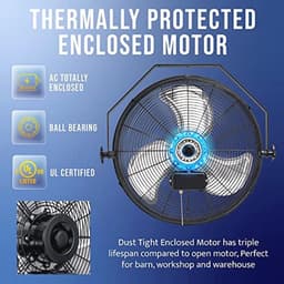 Industriële Wandventilator - 4000 CFM, 3 Snelheden, 16 Meter Kabel voor Commercieel en Industrieel Gebruik — thumbnail 5