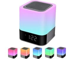 Draagbare Bluetooth-luidspreker met verlichting - kan gebruikt worden als nachtlampje - aanraakgevoelige dimbare wekker - RGB-kleurveranderende ledverlichting - een geschikt cadeau geschikt voor meisjes, kinderen, tieners