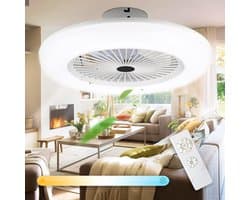 Plafondventilator met Verlichting 80W - Stille Ventilatorlamp met Instelbaar Licht en Windsnelheid