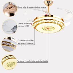 Moderne Gouden Plafondventilator met Dimbaar Licht en Afstandsbediening — thumbnail 4