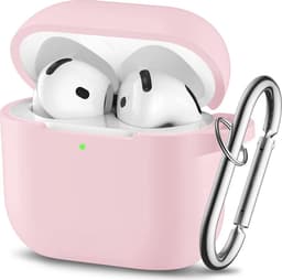 Bescherm je Airpods 4 met een siliconen hoesje / case met handig klik en ophang systeem aan broekriem - Roze — thumbnail 1