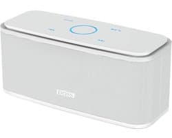 DOSS SoundBox Bluetooth-luidspreker Draadloze draagbare 12W touch-luidspreker met 12 uur speeltijd en dubbele driver draadloze luidsprekers met TF-kaart, microfoon en pure bas【Wit】