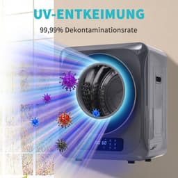 Re-purelife® Compacte Wasdroger met UV-Desinfectie - 6 Programma's - 3-4 kg Capaciteit - Geschikt voor Opbouw of Opstelling - Stille Werking & Helder LED-Display - Grijs — thumbnail 4