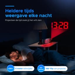 BP® Digitale Wekker Met Projectie - Wekkerradio - Projectiewekker - Digitale Wekker - Kinderwekker - Projectieklok - Snooze Functie - USB oplaadpoort - Automatische Helderheidscontrole - Zwart — thumbnail 3