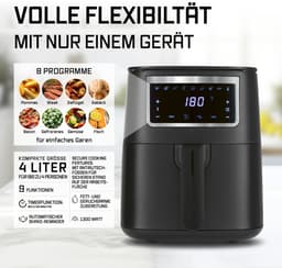 GOURMETmaxx 4L Airfryer heteluchtfriteuse met touchscreen 9 functies 8 programma’s – minibakoven, bijna zonder olie braden, spijltjes geschikt voor afwas — thumbnail 4