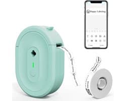 Gsedaox-Labelprinter-Labelmaker-Thermische Printer-Inclusief 1 wit Labelrol (14*40mm)-1200mAh-203dpi-Print Breedte 12-15 mm-Groen