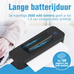 Impressora Térmica® - Thermische A4 printer - Mini Printer voor Mobiel/Tablet/Laptop - 304 DPI - Pocket Printer - Tattoo printer - Inclusief twee rollen thermisch papier - Zwart — thumbnail 2