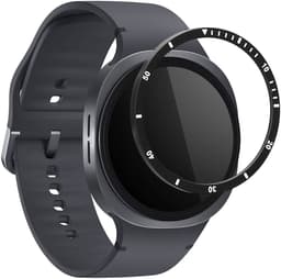 kwmobile Beschermende Ring geschikt voor Samsung Galaxy Watch 8 (44mm) Fitness Tracker - Bezel Ring voor smartwatch - Beschermring voor smartwatch in zwart / zilver. — thumbnail 5
