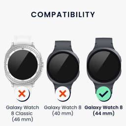 kwmobile Beschermende Ring geschikt voor Samsung Galaxy Watch 8 (44mm) Fitness Tracker - Bezel Ring voor smartwatch - Beschermring voor smartwatch in zwart / zilver. — thumbnail 6