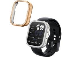 kwmobile 2x kunststof horloge rand bescherming geschikt voor Amazfit Bip 6 Beschermhoes - Glitter beschermhoesje zilver / roségoud