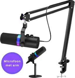 Truskore USB Gaming Microfoon Met Arm - RGB - PC Gaming - Geschikt voor PC/PS4/PS5/MAC - Podcast - Streaming - Luxe Microfoon -Zwart — thumbnail 1
