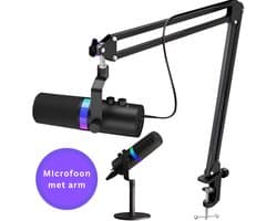 Truskore USB Gaming Microfoon Met Arm - RGB - PC Gaming - Geschikt voor PC/PS4/PS5/MAC - Podcast - Streaming - Luxe Microfoon -Zwart