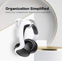 Gigicial Inhoudhouder - Kooi Voor Bureauhoofdtelefoon - Bevestiging Zonder Tape Of Schroeven + Compatibel Met PS5 En PULSE 3D-Headset - 1 - Wit — thumbnail 2