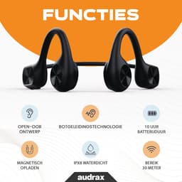 Audrax® Pulse - Sport oordopjes - Bone Conduction headphone - Sporthoofdtelefoon - Oortjes draadloos - Draadloze oordopjes - IPX8 Waterdicht - 32GB Interne geheugenkaart - Geschikt voor alle smartphones en smartwatches — thumbnail 2
