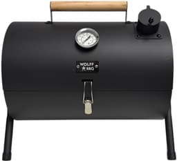 Compacte Draagbare kolen BBQ van Wolff BBQ - Handig voor op de camping op het strand of in een park - Smoker Barbecue - Draagbare lichtgewicht bbq - Met Thermometer en lucht doorvoer. Laat je vlees langzaam garen. Koop TIP — thumbnail 1