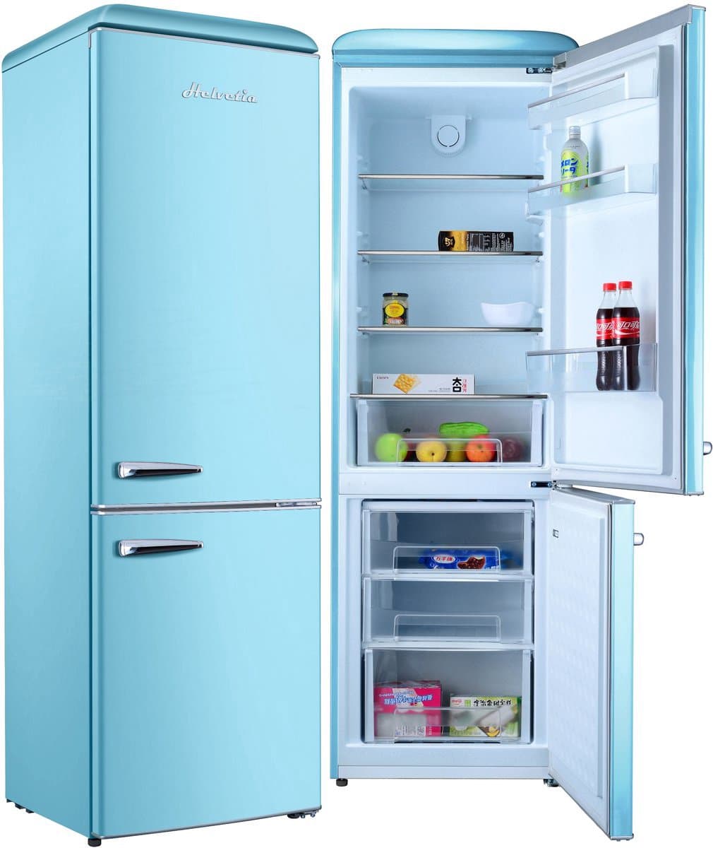 Helvetia Retro Koel-vriescombinatie HRCBGR300PELB1 - Hemelsblauw - 300L - Led Verlichting- XL - 192 cm hoog — afbeelding 1