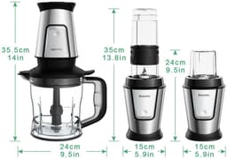 XRQUALITY - Keukenmachine 3-1 - Multifunctioneel - 700 w - Sapcentrifuge - Smoothie mixer - Voedselchopper - Droge molen — thumbnail 5