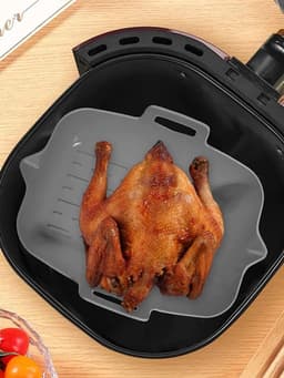 OIMG Airfryer Accessoires 2 Stuks - Bpa Vrij - Airfryer Siliconen Bakje - 19cmx6cm - airfryer-liners - Bakvorm - Vaatwasserbestendig - Heteluchtfriteuse Bakvormen - Herbruikbare - hittebestendige siliconen - Non-Stick - grijls — thumbnail 6