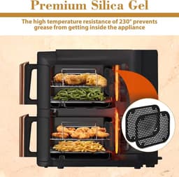 4 stuks spatbescherming, Geschikt voor Ninja Double Stack XL SL400EU en SL300EU, siliconen airfryer-vetspatbescherming, herbruikbaar, siliconen spatbescherming voor Ninja accessoires voor — thumbnail 5