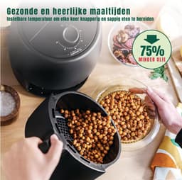 Quvo® Mini airfryer - Airfryer - Airfryer klein - Zwart - 22cm x 28cm x 27cm — thumbnail 4