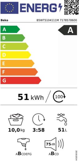 Beko B5WT5104111M - RecycledTub™ - Wasmachine — thumbnail 2