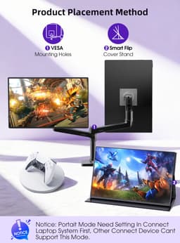 Portable Monitor Gaming Uperfect 16" 120HZ 2K 2560*1600P 1200:1 450CD/㎡ 1.07B(10BIT) IPS leather case — thumbnail 3