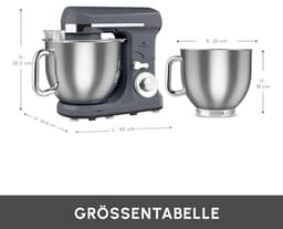 Voedselprocessor met 6-traps snelheidscontrole en 5,7L RVS kom, met dubbele kneedhaak, klopper en deeghaak, antislipstand, 1400 W — thumbnail 3
