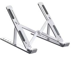 Laptop Standaard - Verstelbaar en Opvouwbaar - Aluminium Laptop en Tablet Houder met Opbergzakje