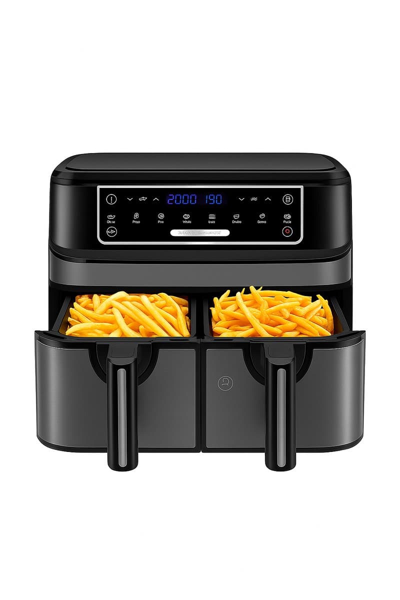 CYRO - Airfryer - Airfryer XXL - Airfryer kookboek - Heteluchtfriteuse - 2 Lades - LED touchscreen - 8 programma's - Receptenboek — afbeelding 1
