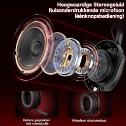 MANKIW Draadloze Gaming Headset – 3 Modi (2.4G / Bluetooth / Type-C) – Verstelbare Dubbele Microfoons – 20 ms Lage Latentie – 40 Uur Batterijduur – 3,5 mm Kabelmodus – Compatibel met PC, PS5, Xbox – Zwart — thumbnail 3