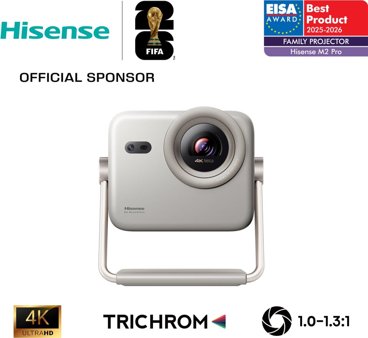 Hisense M2 Pro - Laser Projector 4K (3840x2160) - 3D - Optical Zoom 1.0-1.3 - Auto Keystone correctie - Met draagbare koffer - Grijs — afbeelding 1