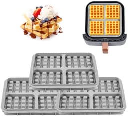 3 stuks wafelinzetstukken - geschikt voor Philips Airfryer 2000 Series NA229/00 - 24*18*4cm - grijs — thumbnail 2