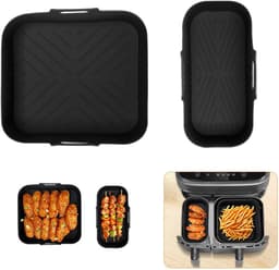 2 stuks Bakplaat - siliconen airfryer-inzetstukken - geschikt voor Philips 3000 series NA350/00 Airfryer - BPA-vrije airfryer-accessoires - vaatwasmachinebestendige inzetstukken - zwart — thumbnail 2