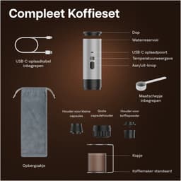 Draagbaar Koffiezetapparaat voor Onderweg van MMOBIEL - 12 Volt Portable Koffiemaker Camping met Standaard - Oplaadbaar USB-C - Koffiecups & Gemalen Koffie Espresso,Lungo, Nespresso, Camping Gadget — thumbnail 3