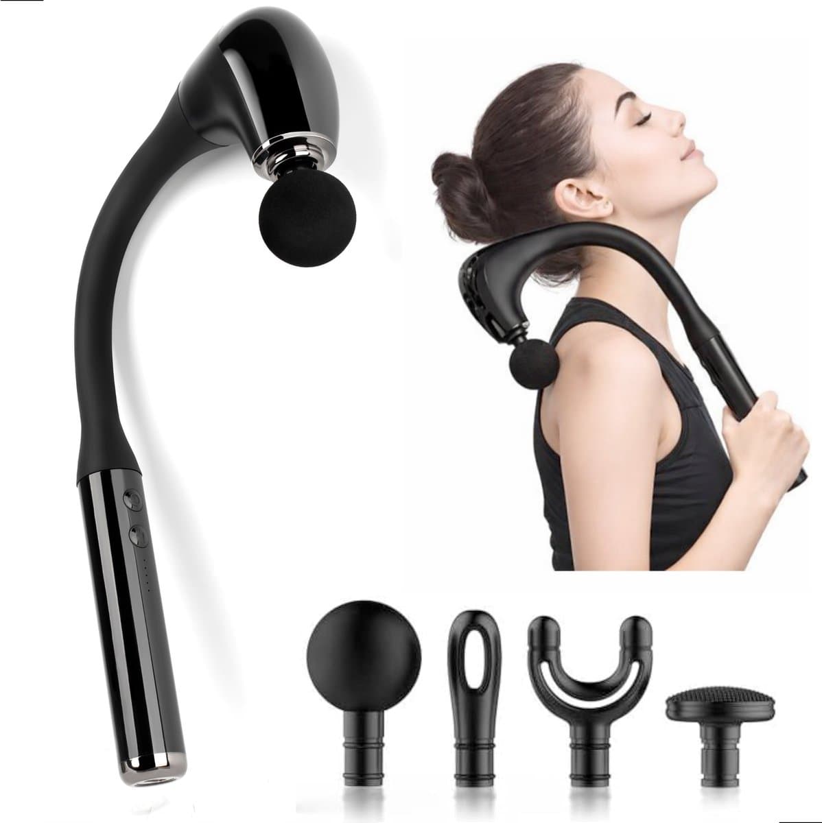 KHYR® - NIEUW - MMP-XR1 Pro Extended Reach Massage Hammer - Professionele Massage Gun - U-vormig Massagegun met Verlengde Greep - Bereik Rug, Nek, Schouders & Benen moeiteloos – Stil en Krachtig door de borstelloze motor — afbeelding 1