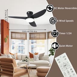 Dimbare Plafondlamp met Ventilator - Moderne LED Lamp met Afstandsbediening voor Woonkamer en Slaapkamer — thumbnail 5