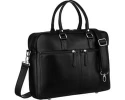 PETERSON® - Classic Line - Laptop Tas 14" - Eco-leer - Schoudertas - Zwart Elegant