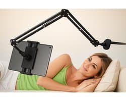 Verstelbare Tablet Houder met Klem – 360° Draaibare Arm – Extra Sterke Support Arm – Universeel voor iPad, Samsung, Telefoon & E-reader – Bureau & Bed Clamp Mount
