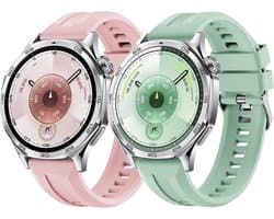 Stravo 2-Pack 22mm Siliconen Smartwatch Bandjes Geschikt voor Huawei Watch GT 2/ 3 / 4 / 5 / 6 (46mm modellen) – Siliconen Horlogebandjes voor Samsung Galaxy Watch 46mm/Galaxy Watch 3 45mm/ Gear S3 / Garmin Venu 3 / 2 – Cyan + Roze