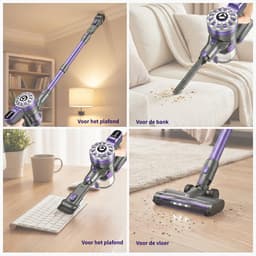 Avalue 6-in-1 Stelstofzuiger Draadloos – 180W – 40 min – 5 Opzetstukken – Zonder Zak – Afneembare Batterij - Paars — thumbnail 5