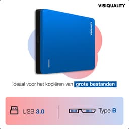 VisiQuality High-Speed Externe Harde Schijf 1 TB - Draagbare Harde Schijf USB 3.0 - Voor Windows & Mac - Xbox & PS4 games - Compact - Met handleiding - Blauw — thumbnail 6