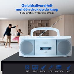 MEDION DRX-1 Plus Boombox (draagbare DAB+ & FM-radio, Bluetooth, cd-speler, MP3, cassette, hoofdtelefoonaansluiting, stereo, AUX, netstroom & batterijen) blauw — thumbnail 4