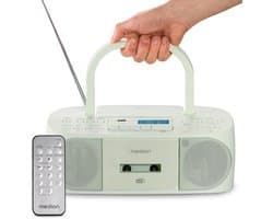 MEDION DRX-1 Plus Boombox (draagbare DAB+ & FM-radio, Bluetooth, cd-speler, MP3, cassette, hoofdtelefoonaansluiting, stereo, AUX, netstroom & batterijen) groen